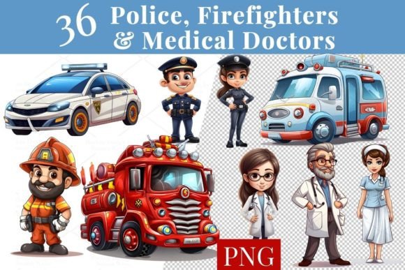 Download 36 Police, Fireman Doctor Sticker 758 - Premium Resources