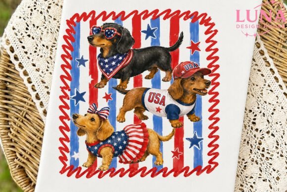 Download Patriotic Dachshund Dogs 4th July PNG - Dogs Collection