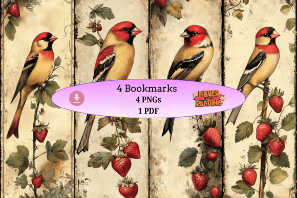 Download Songbirds and Strawberries Vintage Bookm - Bird Collection